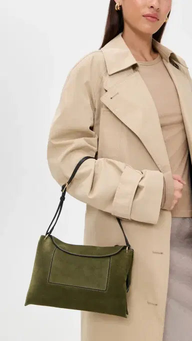 Wandler Penelope Slouch Bag Olive Suede One Size | Thumbnail 3