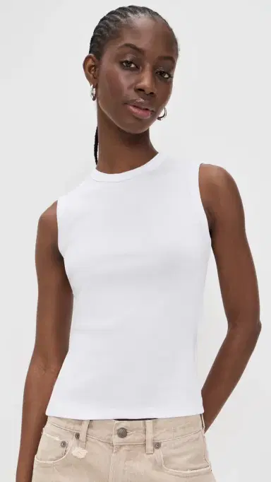 Madewell The 90s Shell Tank In Compact Cotton White | Thumbnail 2
