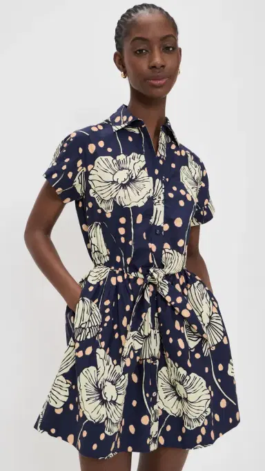 Cara Cara Asbury Mini Dress Dotted Flora Navy | Thumbnail 2