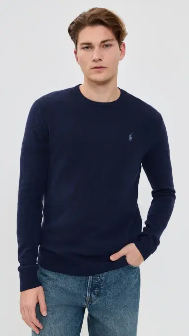 Polo Ralph Lauren Original Label Lux Merino Crew Neck Sweater Hunter Navy | Thumbnail 2