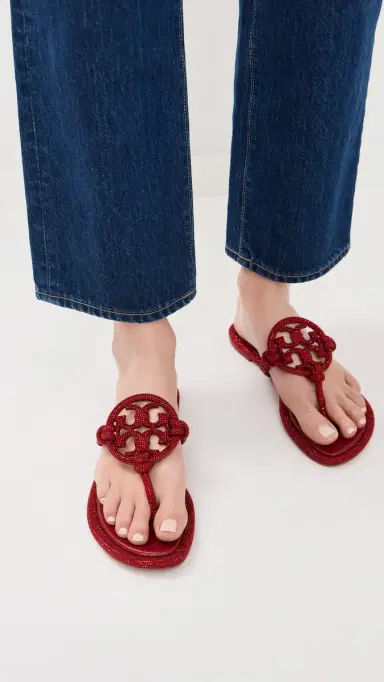 Tory Burch Miller Knotted Pave Sandals Ruby 8 | Thumbnail 3