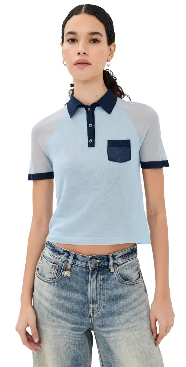 Transparent Polo Sweater ight Blue/Navy