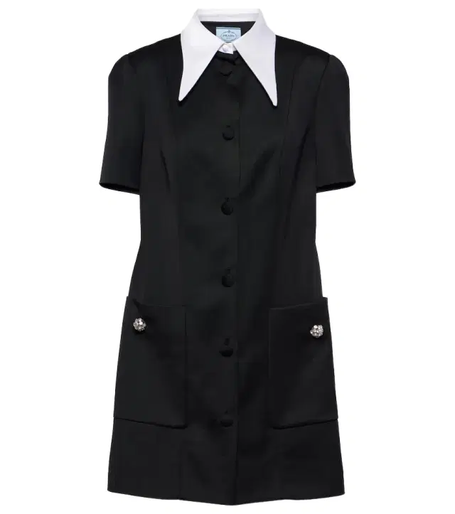 Wool satin shirt dress