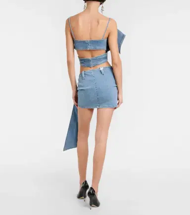 BLUMARINE Bow-detail denim miniskirt | Thumbnail 2