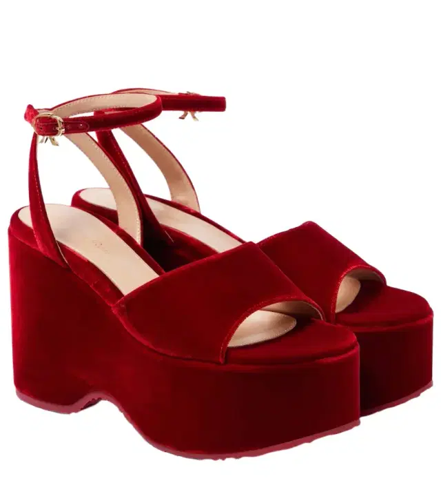 Gianvito Rossi Velvet wedge sandals