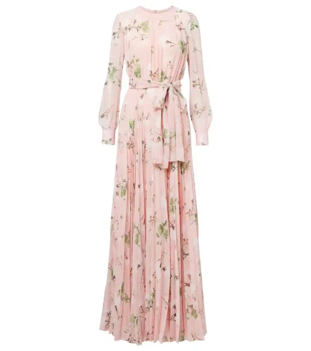 Erdem Floral pleated voile gown