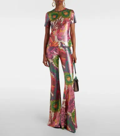 Etro Semi-sheer flared jersey pants | Thumbnail 2