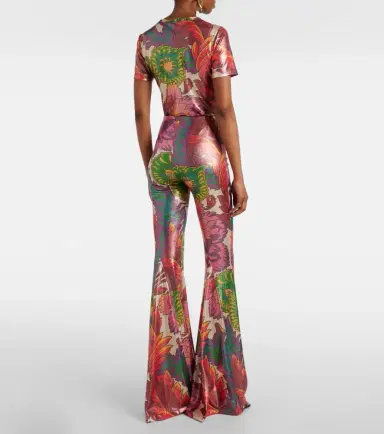 Etro Semi-sheer flared jersey pants | Thumbnail 3