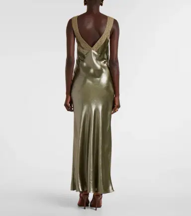 Saint Laurent Lace-trimmed silk charmeuse slip dress | Thumbnail 3