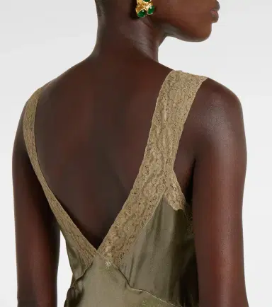 Saint Laurent Lace-trimmed silk charmeuse slip dress | Thumbnail 5