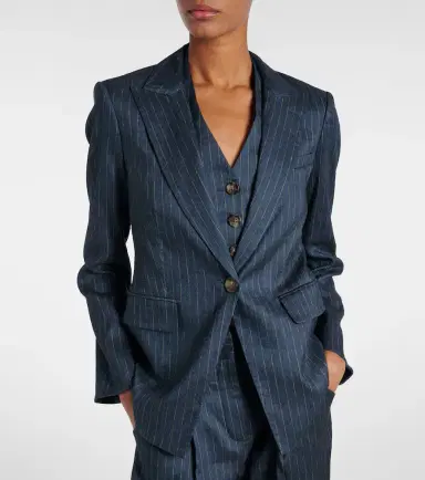 Veronica Beard Obie pinstripe linen-blend blazer | Thumbnail 4