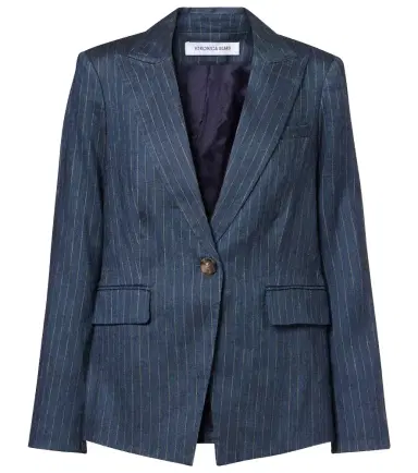 Veronica Beard Obie pinstripe linen-blend blazer | Thumbnail 1