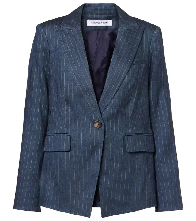 Obie pinstripe linen-blend blazer