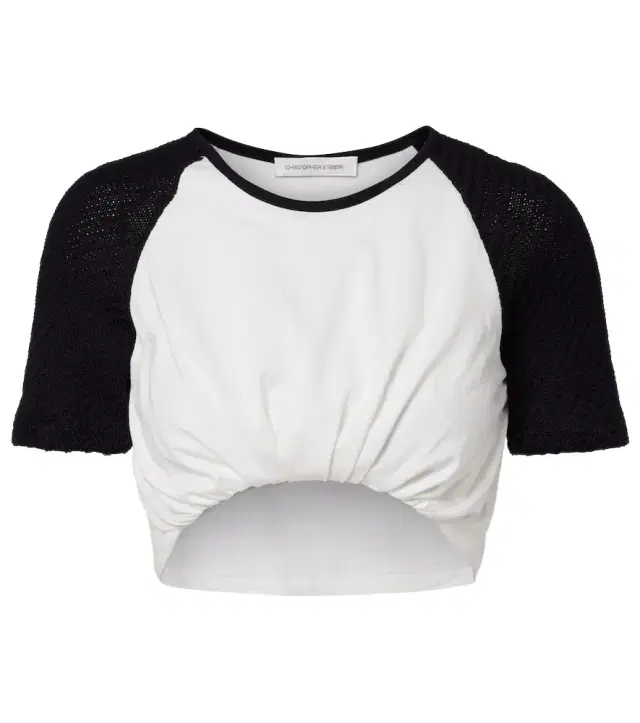 Gathered cotton jersey crop top