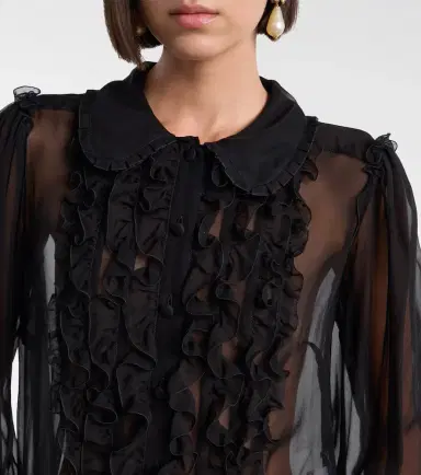 Dolce & Gabbana Ruffled sheer silk blouse | Thumbnail 3