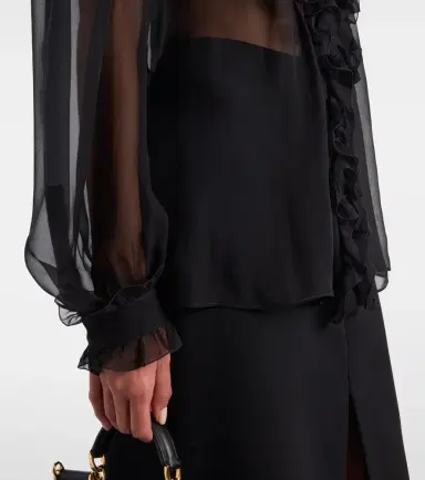Dolce & Gabbana Ruffled sheer silk blouse | Thumbnail 6