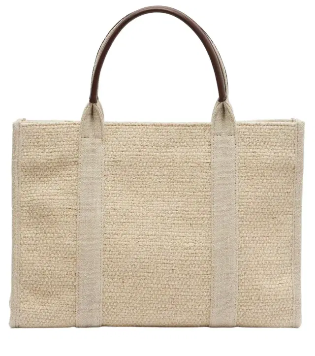 Georgia Medium leather-trimmed canvas tote bag
