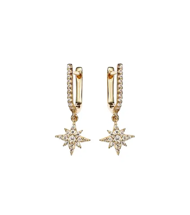 Northern Star 14kt gold drop earrings with diamonds Northern Star 14kt gold drop earrings with diamonds