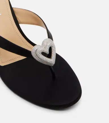 Mach & Mach Double Heart satin wedge thong sandals | Thumbnail 2 Mach & Mach Double Heart satin wedge thong sandals | Thumbnail 2