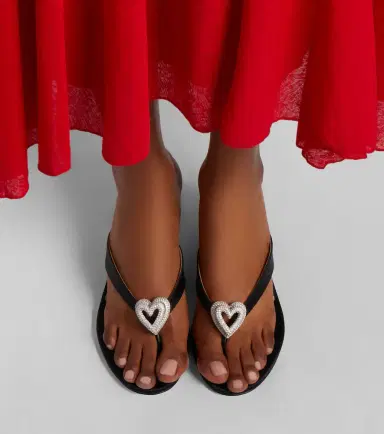 Mach & Mach Double Heart satin wedge thong sandals | Thumbnail 5 Mach & Mach Double Heart satin wedge thong sandals | Thumbnail 5