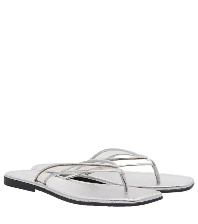 Veronica Beard Clea leather-trimmed PVC thong sandals