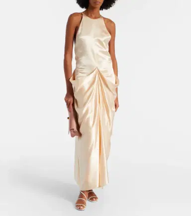 Khaite Draped gathered satin maxi dress | Thumbnail 3