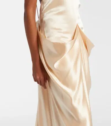 Khaite Draped gathered satin maxi dress | Thumbnail 4