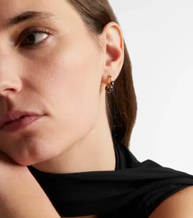 Sydney Evan 14kt gold hoop earrings with onyx and diamonds | Thumbnail 2