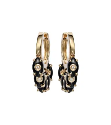 Sydney Evan 14kt gold hoop earrings with onyx and diamonds | Thumbnail 1
