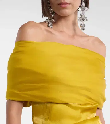 Magda Butrym Draped off-shoulder satin top | Thumbnail 2