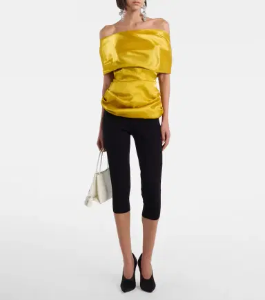 Magda Butrym Draped off-shoulder satin top | Thumbnail 3