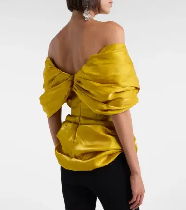 Magda Butrym Draped off-shoulder satin top | Thumbnail 5