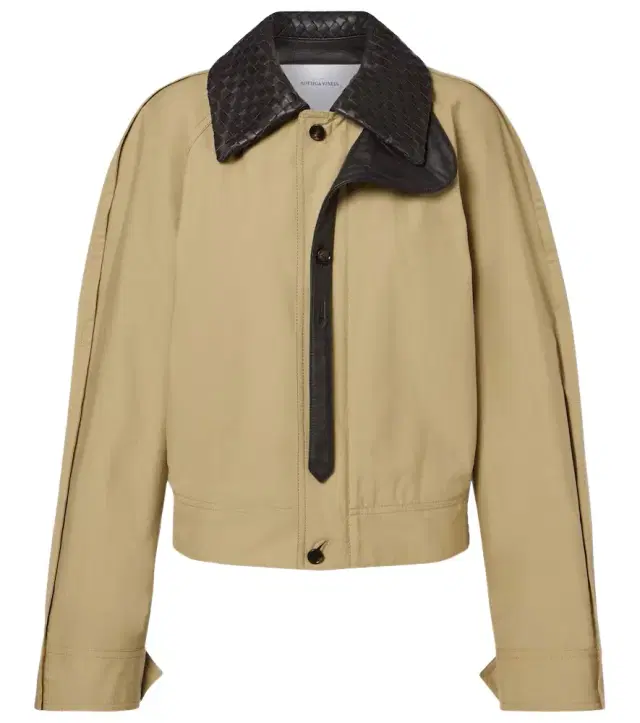 Intrecciato leather-trimmed blouson