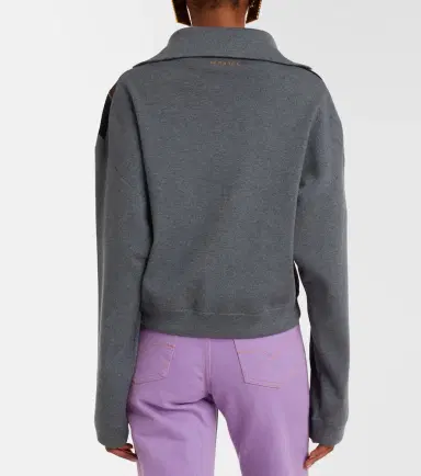 Versace Suede-trimmed wool-blend zip-up sweater | Thumbnail 2