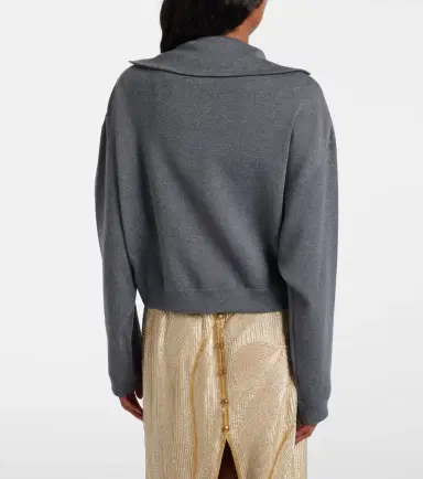 Versace Suede-trimmed wool-blend zip-up sweater | Thumbnail 4