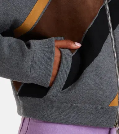 Versace Suede-trimmed wool-blend zip-up sweater | Thumbnail 5