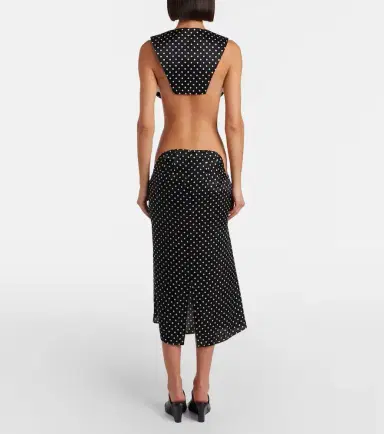 Jean Paul Gaultier Cutout polka-dot silk midi skirt | Thumbnail 4