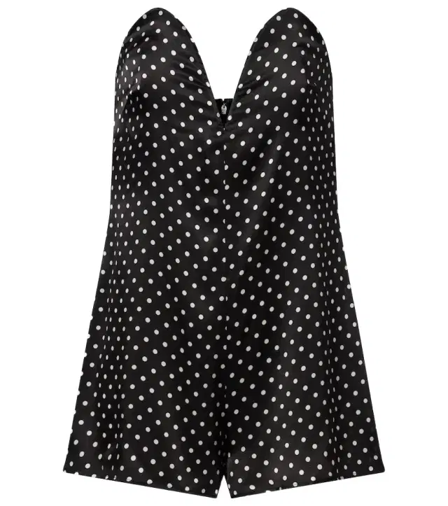 Polka-dot silk romper