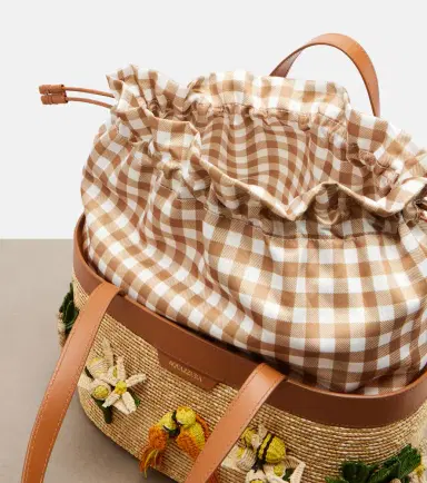 Aquazzura Birdsong appliqué raffia tote bag | Thumbnail 2