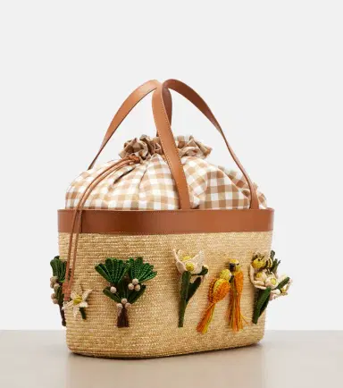 Aquazzura Birdsong appliqué raffia tote bag | Thumbnail 4