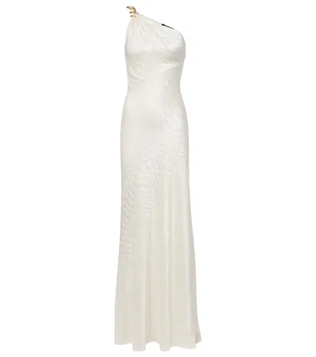 Roberto Cavalli Snake-print one-shoulder gown