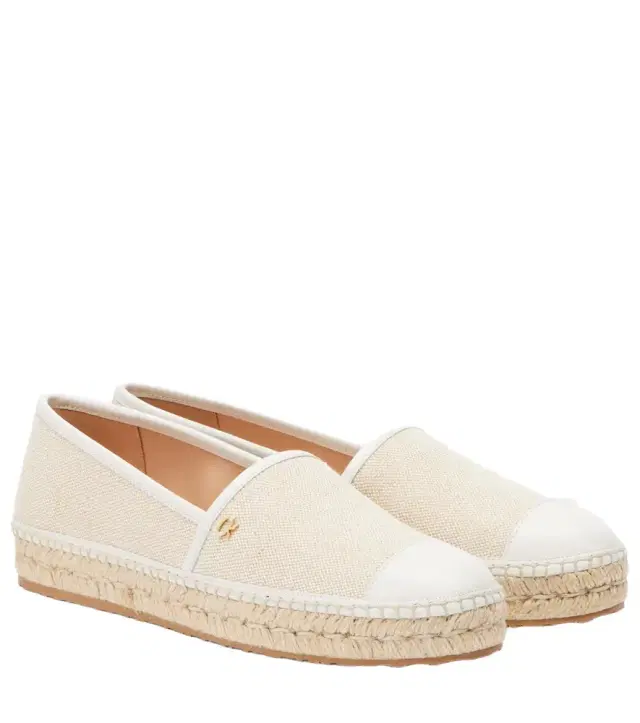 Gianvito Rossi Leather-trimmed canvas espadrilles