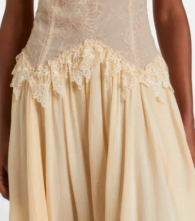 Blumarine Lace-trimmed georgette maxi dress | Thumbnail 3