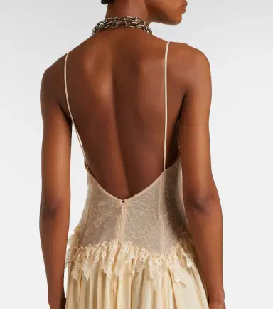 Blumarine Lace-trimmed georgette maxi dress | Thumbnail 5