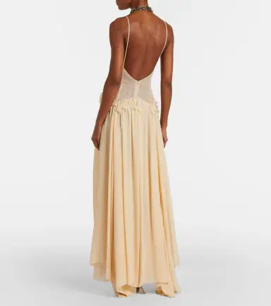 Blumarine Lace-trimmed georgette maxi dress | Thumbnail 7