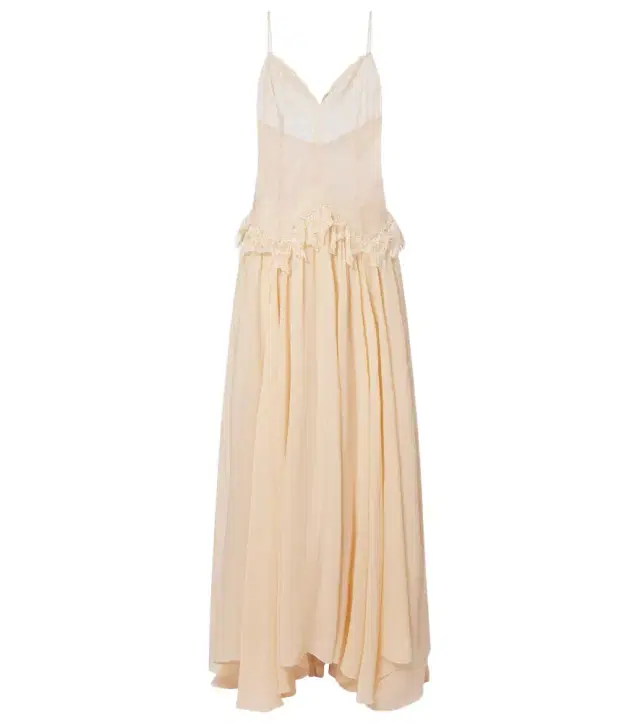 Lace-trimmed georgette maxi dress