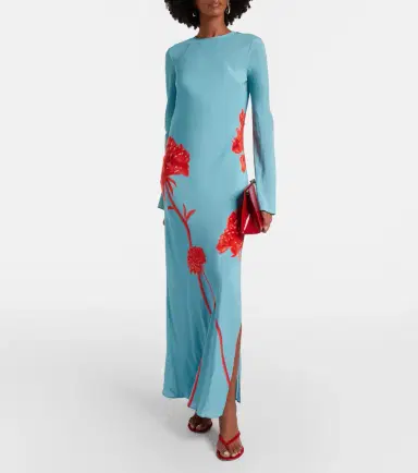 SIR. Amelie floral silk crêpe de chine maxi dress | Thumbnail 5