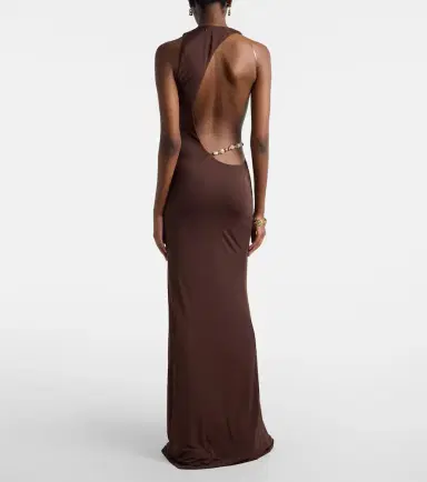De La Vali Maha beaded open-back jersey gown | Thumbnail 4