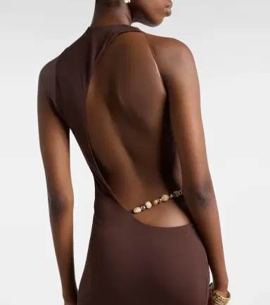 De La Vali Maha beaded open-back jersey gown | Thumbnail 5