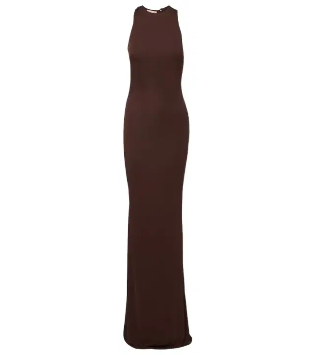 De La Vali Maha beaded open-back jersey gown